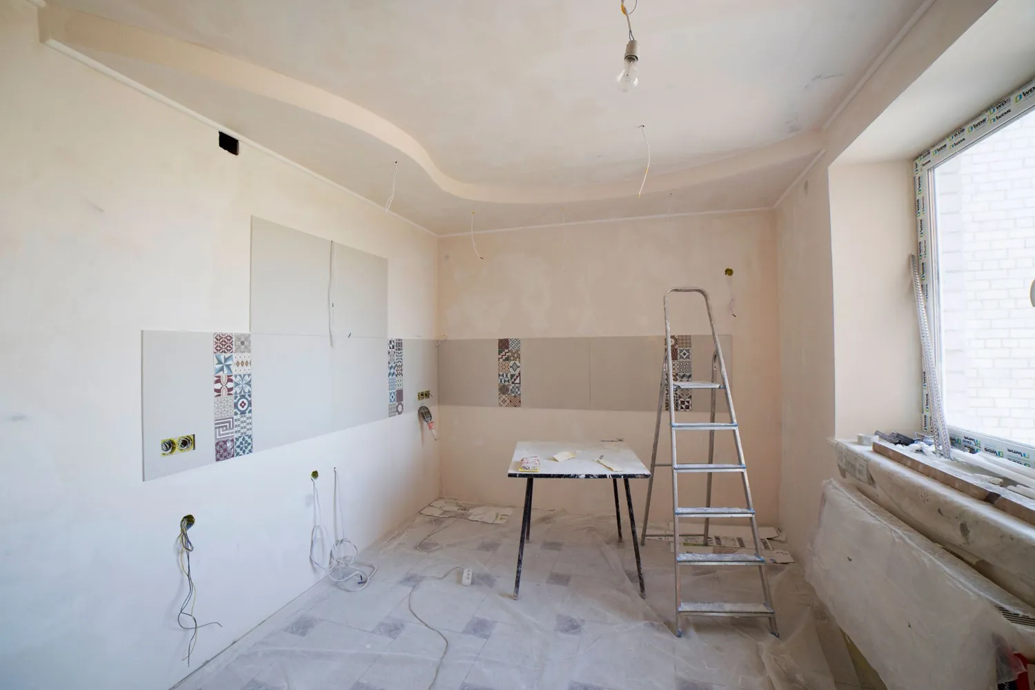 A bright room part-way through an interior renovation